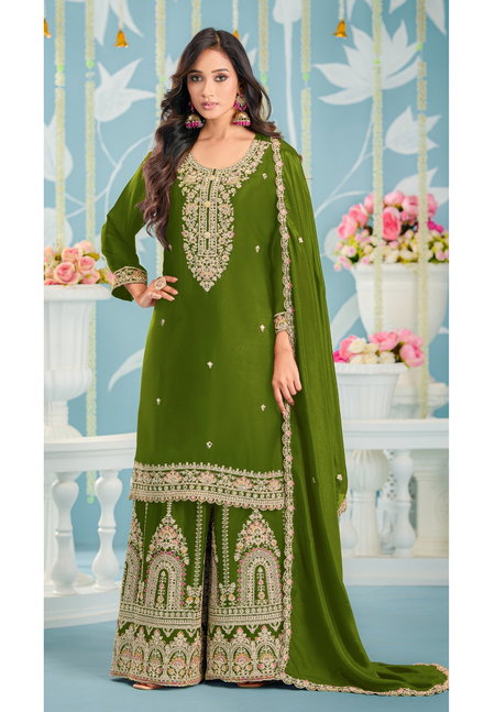 Khas 4503 A To C Chinon Silk Online Readymade Pakistani Plazo Suits Wholesale
